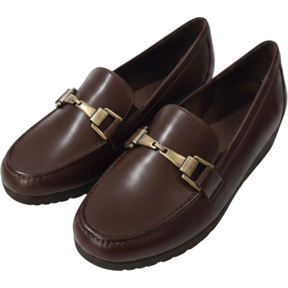 Walking Cradles Brown Leather Bit Loafers Wedge Shoes 8WW Brazil